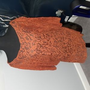 Burnt Orange lace dolman sleeve tunic